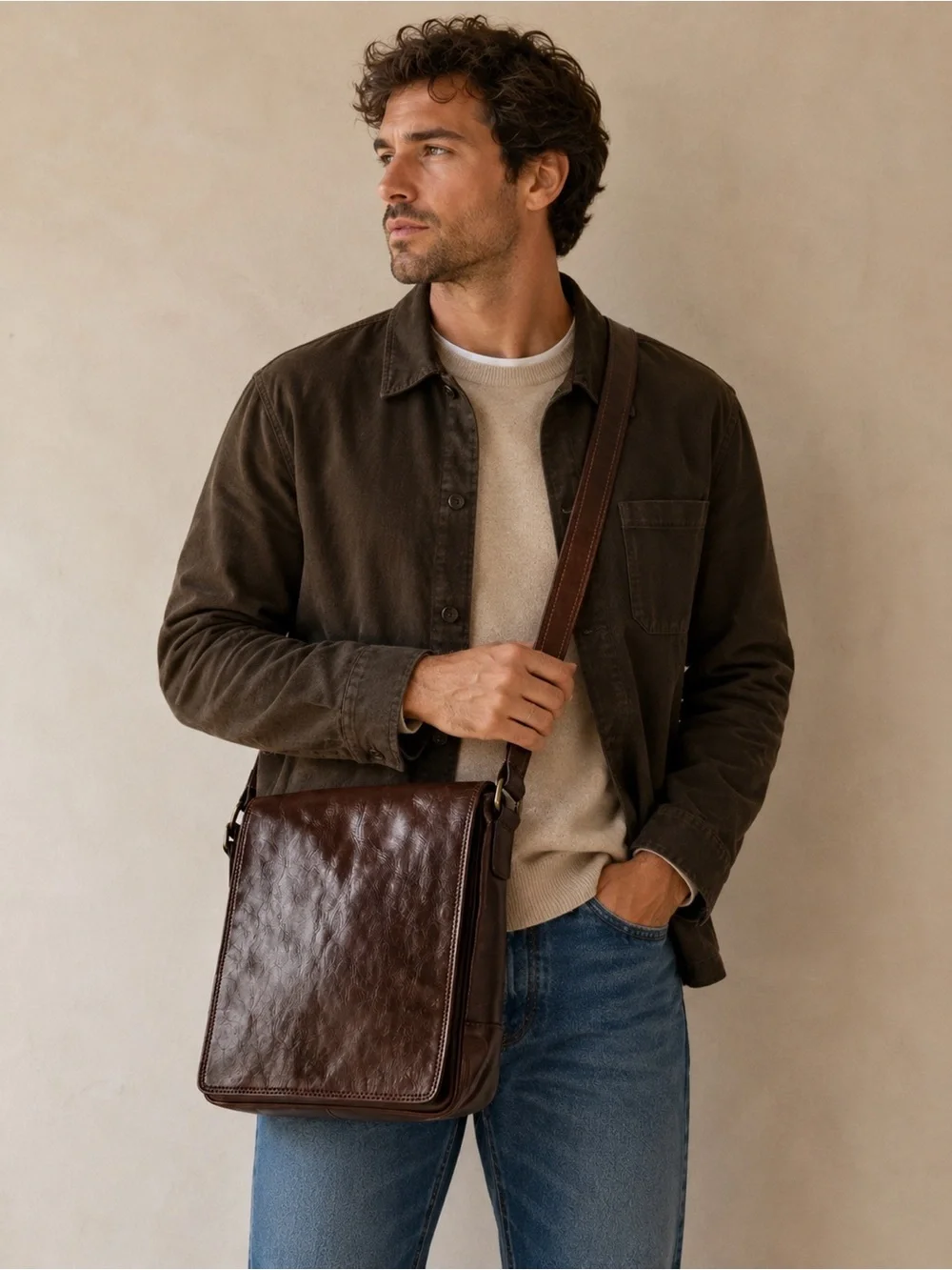 Vintage Old Angler Firenze Brown Leather Crossbody – Made in Italy